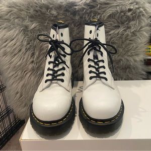 Dr. Martens, 1460 Bex Smooth Leather Platform Boots in White, Size M 8/W 9